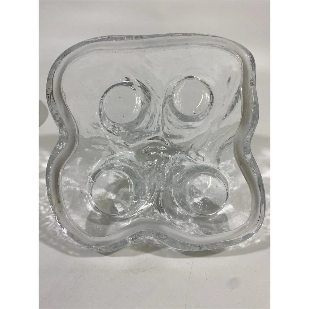 Vintage SEA Glasbruck Sweden Heavy Glacier Tea Light  candle holder Renate Stock